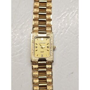 Croton Women's Dress Watch 23K Gold Plate Stainless Diamond Quartz Watch